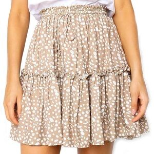 Women's Floral Flared Short Skirt Polka Dot Mini Skirt